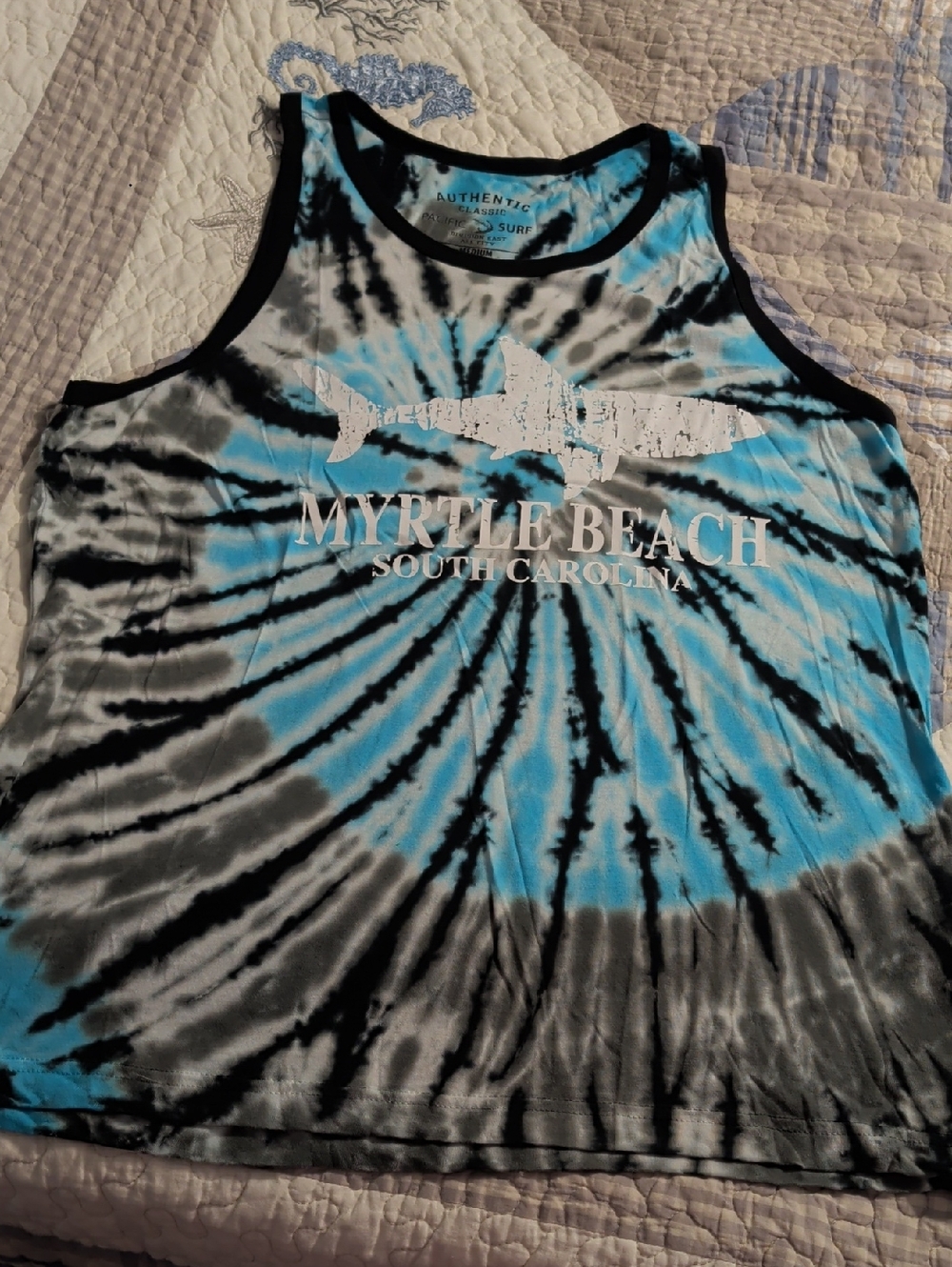 Pacifica Tie-Dye Myrtle Beach Tank Top - Blue & Black
